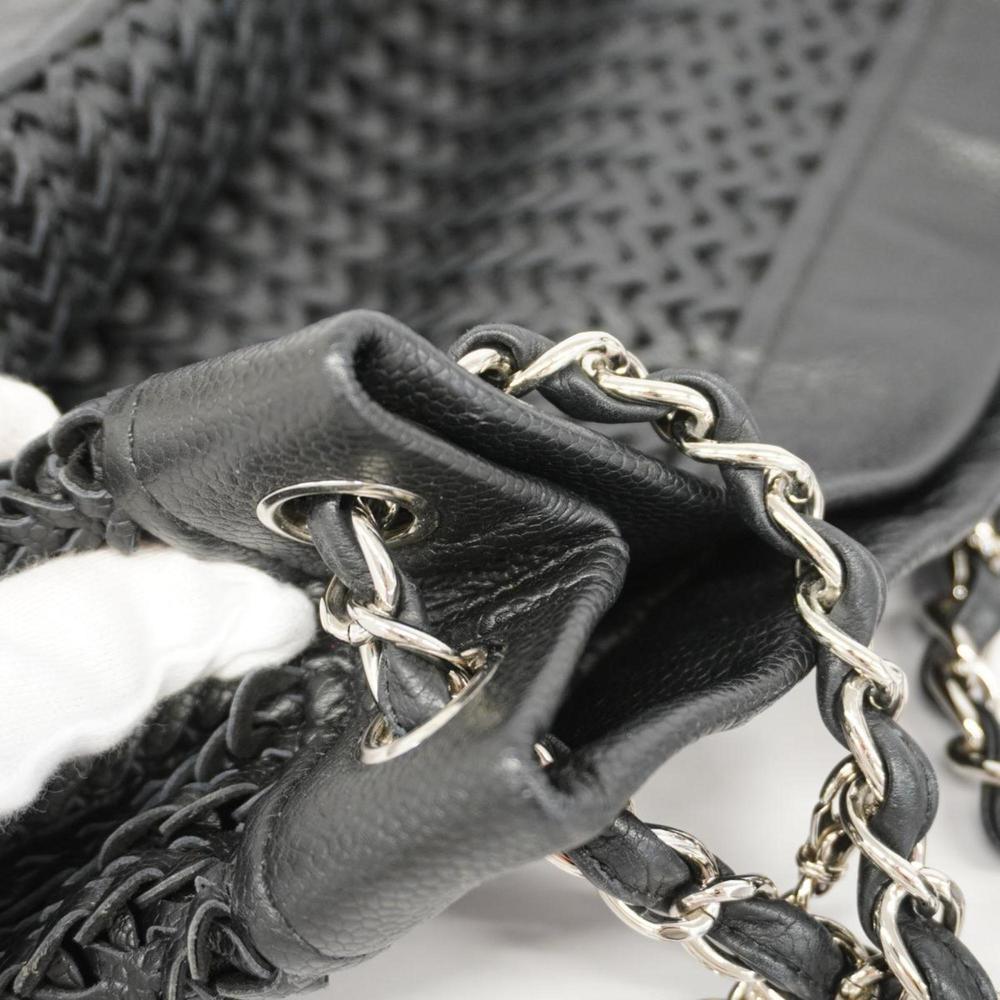 Chanel Shoulder Bag Chain Caviar Skin Black Women's - Picture 9 of 10